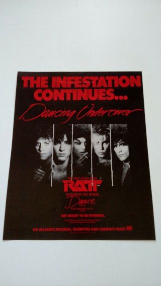 Ratt " Dancing Undercover " 1986 Rare Print Promo Poster Ad