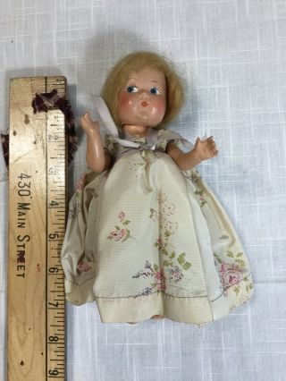 Vtg Moveable Girl Doll W/ Hair Hand Painted Face By The Doll Co.  7.  5 "