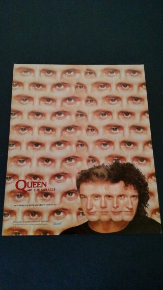 Queen " The Miracle " (1989) Rare Print Promo Poster Ad