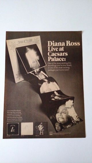 Diana Ross " Live At Caesars Palace " (1974) Rare Print Promo Poster Ad