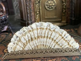 Vintage Miniature Dollhouse Artisan Crafted Victorian Floor Fireplace Fan Lace