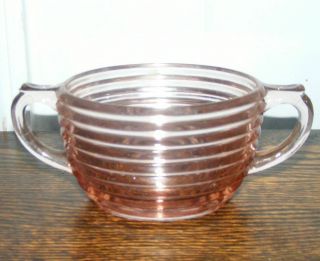 Vintage Pink Depression Glass Manhattan Sugar Bowl Dish With Handles - No Lid