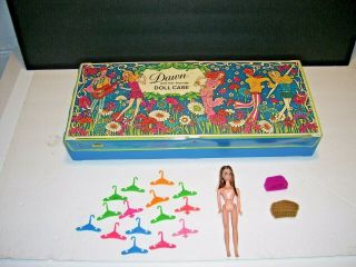 Dawn And Her Friends Doll Case Vintage 1970s Topper Toys 7.  5x18”,  With