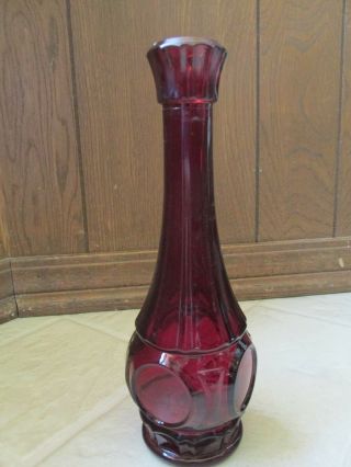 Vintage Ruby Red Wheaton Glass Bullseye Bud Vase Candle Holder 3