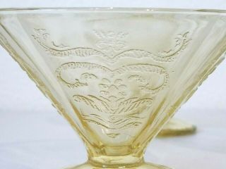Set of 4 Vintage Yellow Amber Depression Glass Footed Dessert Cups 3