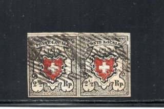 1850 Switzerland Sc 2,  2 1/2rp Fine Pair,  Cv $3000.  00
