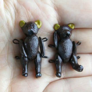 Vintage Dollhouse Hantel Pewter Teddy Bear Miniatures Metal Jointed Nursery Toy