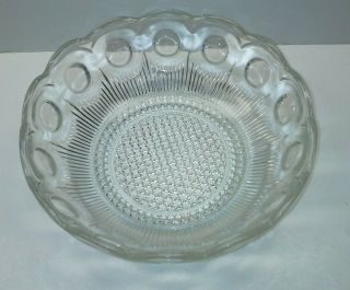 Vintage Clear Pressed Glass Fruit Dessert Bowl Scalloped Thumbprint Or Coin