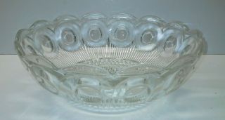 Vintage clear pressed glass fruit dessert bowl scalloped thumbprint or coin 2