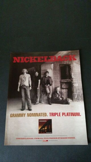 Nickelback " The Long Road " Triple Platinum Rare Print Promo Poster Ad
