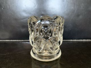 Vintage L E Smith Glass Clear Glass Moon & Stars Toothpick Holder 2 1/4”
