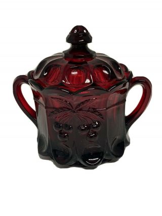 Westmoreland Ruby Red Cherry Cable Pattern Cookie Jar