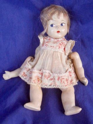 Vogue Ginny Doll Early Toddles Molded Hair Painted Eyes Composition 1940 ' s Dress 2