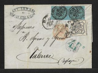Papal States Italy To Spain 22baj,  Due 4 Reales Cover 1866