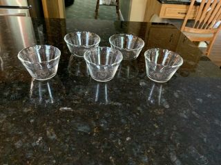 Set Of 5 Vintage Clear Pyrex Custard Cups Scalloped Edge 3 Rings 463 & 462