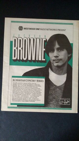 Jackson Browne.  Star Concert Series 1986 Promo Poster Ad