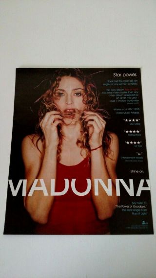 Madonna " Ray Of Light " (1998) Rare Print Promo Poster Ad