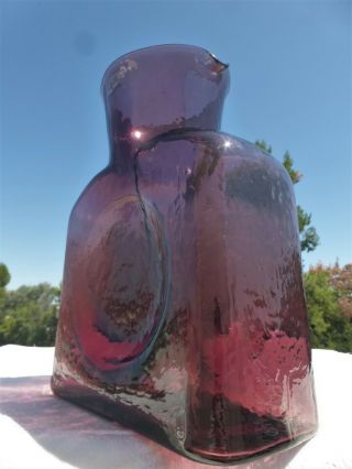 Vintage Blenko Art Glass Double Spout Amethyst Purple Pitcher Carafe