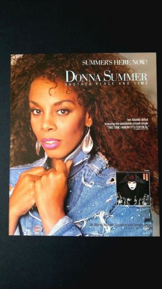 Donna Summer " Another Place & Time " 1989 Rare Print Promo Poster Ad