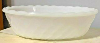 Vintage E.  O.  Brody White Milk Glass Oval Serving Bowl Quilt Pattern Mj - 50