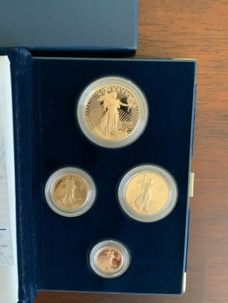 2002 American Eagle Gold Bullion 4 Coin Proof Set Box &