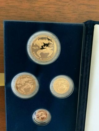 2002 American Eagle Gold Bullion 4 Coin Proof Set Box & 2