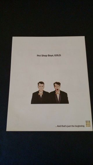Pet Shop Boys " Gold " 1987 Rare Print Promo Poster Ad