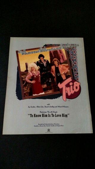 Dolly Parton,  Linda,  Emmylou.  The Trio 1987 Rare Print Promo Poster Ad
