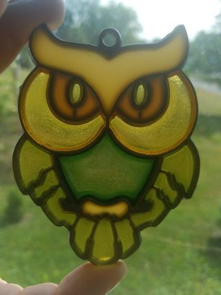 Stain Glass Owl Ornament Vintage Sun Catcher