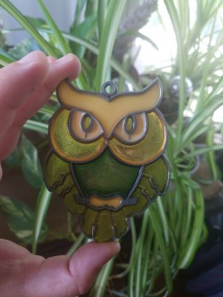 Stain Glass Owl Ornament Vintage Sun Catcher 2