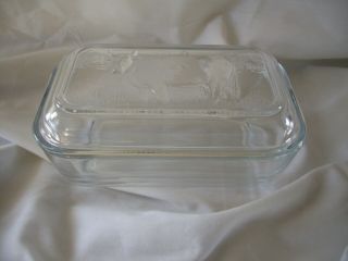 Vintage Arcoroc French Clear Glass Cow Butter Refrigerator Dish