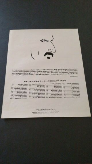 Frank Zappa " Broadway The Hardway " 1988 Rare Print Promo Poster Ad
