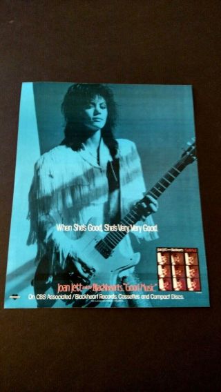 Joan Jett & The Blackhearts " Good Music " Rare Print Promo Poster Ad