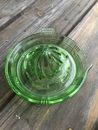 Vintage Uranium Green Vasaline Depression Glass Juicer / Reamer Some Chips