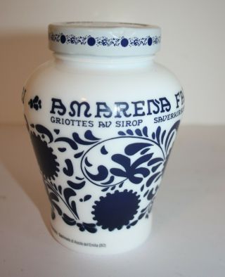 Amarena Fabbri Fruit Syrup Empty Cobalt And White Jar Made In Italy