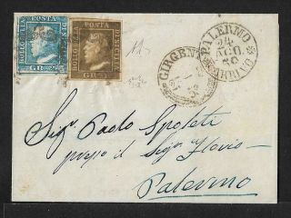 Sicily Italy Sa 3d,  6g On Cover 1859 Certificate Cv$ 16000