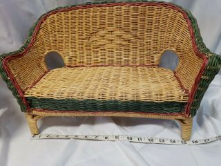 VINTAGE Wicker Doll Chair Chaise Lounge/Loveseat and table set of 3 2