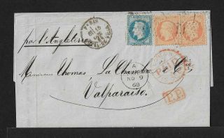 France To Chile Napoleon On Cover 1868