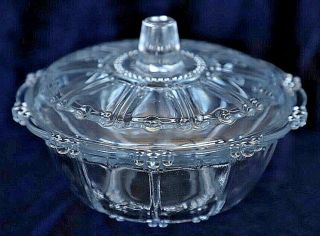 Vintage Clear Pressed Glass 19cm Candy Dish Bowl Beaded Pattern By Kig Glass Co