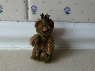 Rare Vintage Schuco Mini Miniature Bp Brown Jointed Teddy Bear With Crown