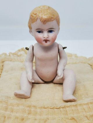 Antique Kestner All Bisque Character Baby 3 1/2 " Dollhouse Miniature Germany