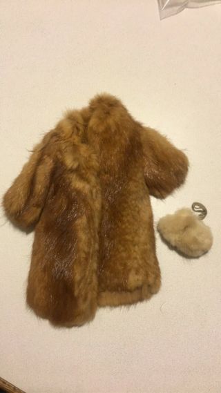 Vintage Barbie Doll Real Mink Coat And Muff,  Ooak,  Very Well Made
