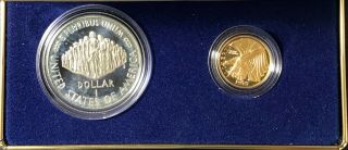 United States Constitution Coin Proof - 1987 Silver Dollar And $5 Gold Piece