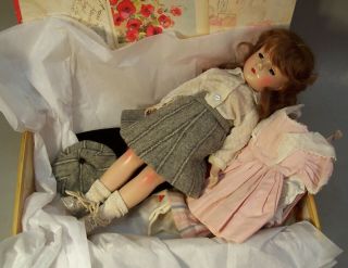 Lovely Vintage 14 Inch Hard Plastic Doll,  Made In Usa,  Outfits & Display Box