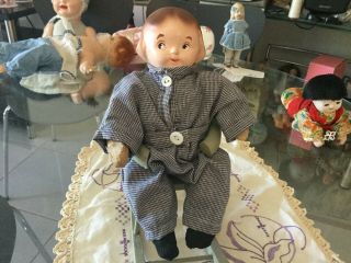 Antique Early Campbell Kid Compo Head On A Cloth Body Doll Ca 1900s 21.  5 Cm Ht