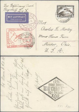 Germany 1930 - 1st Flight Air Mail Postcard To Usa V46/9