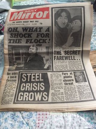 Vintage 1980 Daily Mirror Newspaper John Lennon Murder Headlines