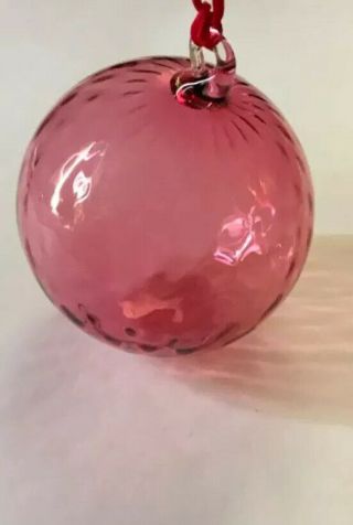 Hand Blown Glass Ball Sphere Globe Christmas Ornament Transparent Pink 3”
