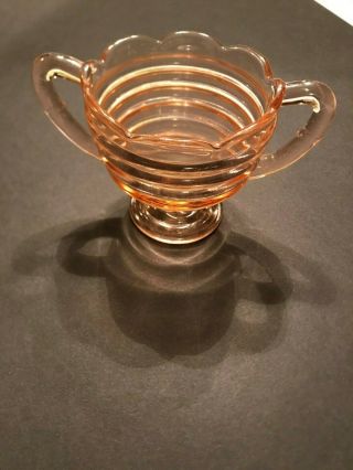 Anchor Hocking Pink Depression Glass,  Manhattan Horizontal Rib Sugar Bowl