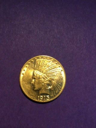 1913 Indian $10 Gold Coin With Eagle Reverse